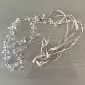 Feminine, Unique J.Crew Adjustable Silk Ribbon and Chunky “Crystals” Necklace